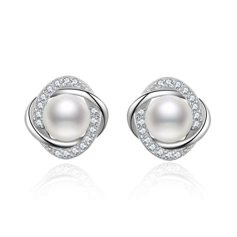 Classic Sterling Silver Pearl Stud Earrings