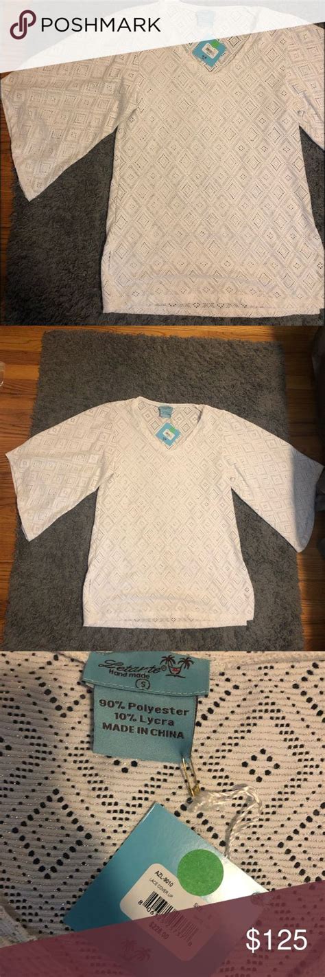 Nwt Letarte White Swim Coverup Handmade Swimsuit Cover Up Hot Pink Swimsuit