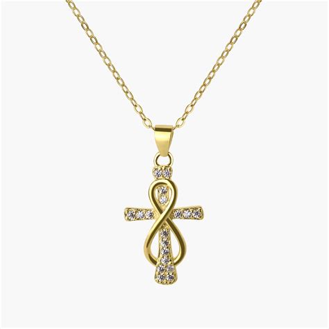 Cross Pendant Gold Necklace, 18k Gold Plated Necklace, Infinity ...