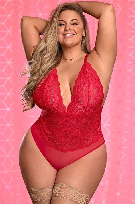 Women S Plus Size Sexy Red Lace Sheer Mesh Teddy Lingerie Etsy