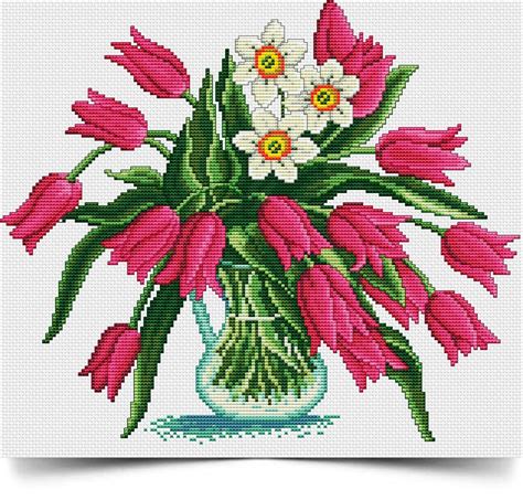Схема вышивки букеты цветов - 89 фото