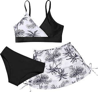 Amazon Eshoo Girls Swimsuit Piece Bikini Set Tropical Print