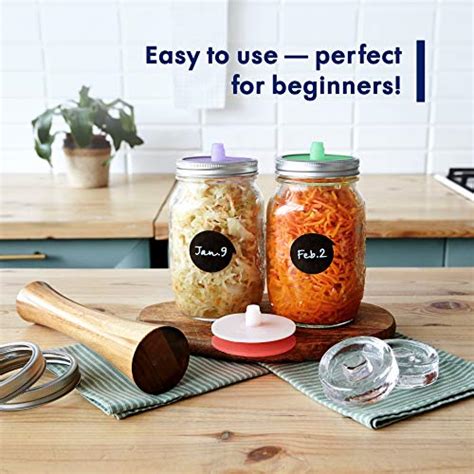 Fermentation Kit With Weights And Lids Wide Mouth Mason Jar Fermenting