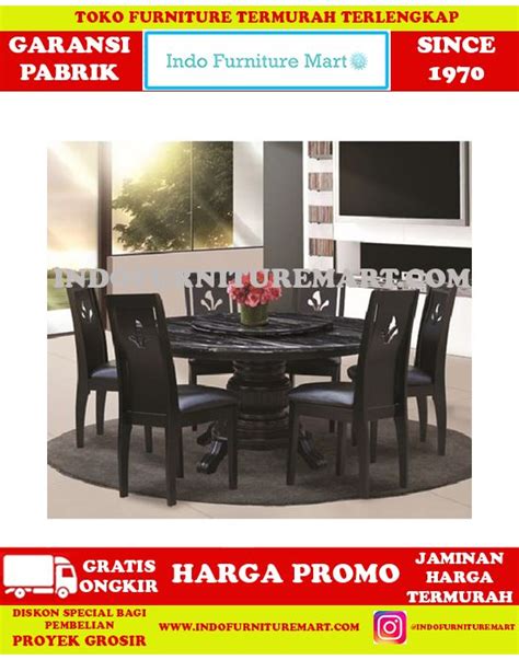 Jual Meja Makan Minimalis Set Furnilux 6 Kursi Severo Black Marble