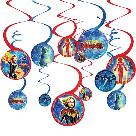 Captain Marvel Swirl Decorations 12ct Party City