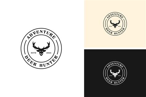 Hunting Deer Logo Design Illustration Template Idea Vector Art