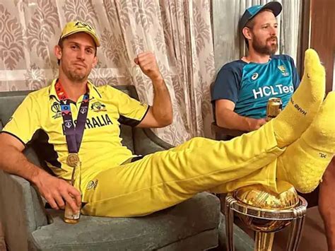 Mitchell Marsh Celebrates World Cup Win Sparks Controversy By Stepping