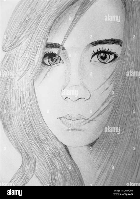 Female face hand drawn illustration hi-res stock photography and images ...