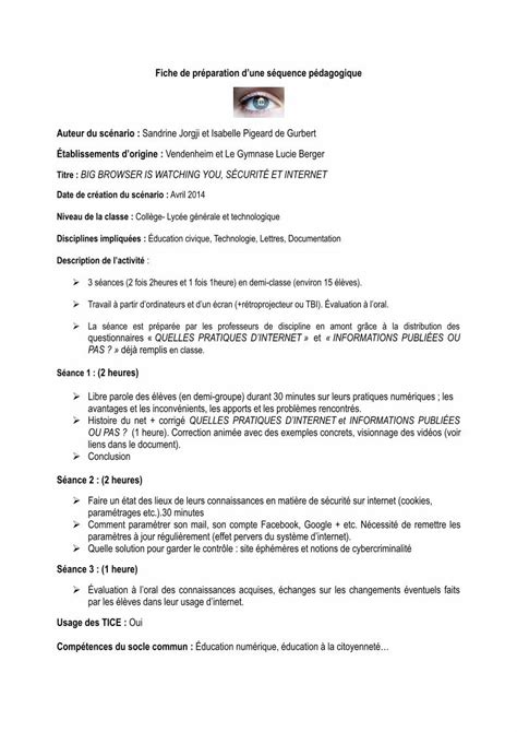 Pdf Fiche De Pr Paration Dune S Quence P Dagogique Fiche De