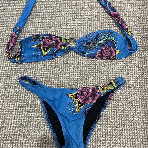 Cutest Ed Hardy Bikini Swimsuit Size M Can Do Depop