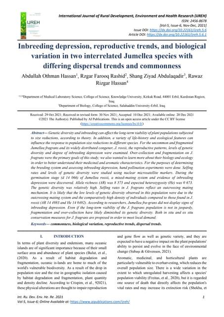 Inbreeding depression, reproductive trends, and biological variation in ...