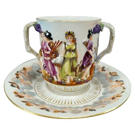 Th Century Capodimonte Style Figural Double Handled Chocolate Cup