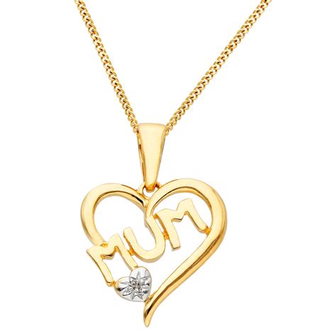 Ct Yellow Gold Diamond Mum Heart Pendant Buy Online Free Insured