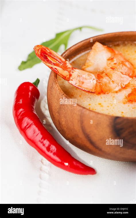 Hot And Sour Soup And Shrimp Thai Traditional Food Tom Yum Goong Stock Photo Alamy