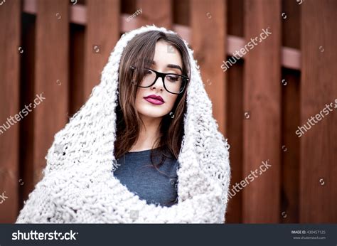 Portrait Dreamy Brunette Girl Dark Red Stock Photo 430457125 Shutterstock