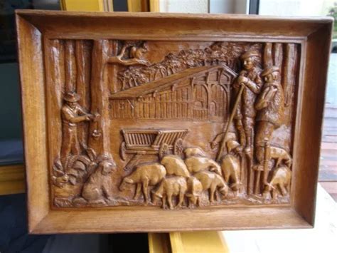 JOLI ET ANCIEN tableau bois sculpté décor basque moutons berger