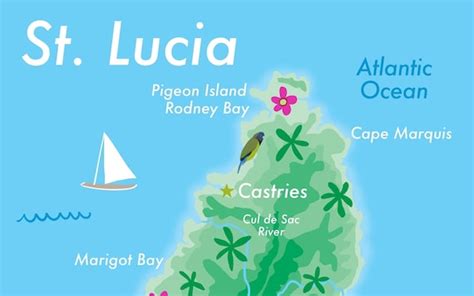 St. Lucia Illustrated Map/print Caribbean Island Collection - Etsy