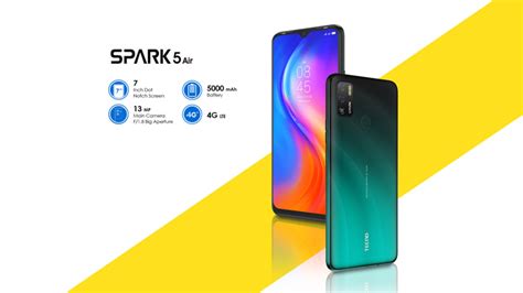 Tecno Spark 5 Air Introduced With a Whopping 7 Inch Notched Display, 5 ...