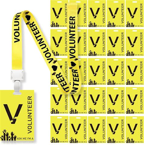 Amazon 25 Pack Volunteer Lanyard With PVC Plastic Card Pass