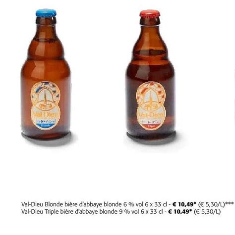 Promo Val dieu Blonde Bière D abbaye Blonde 6 Vol Val dieu Triple Bière D abbaye Blonde 9 Vol