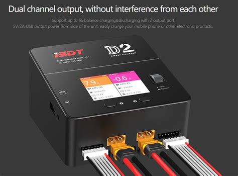 iSDT D2 AC 100-240V Input 200W x2 12A 1-6S Smart Charger W/ USB output ...
