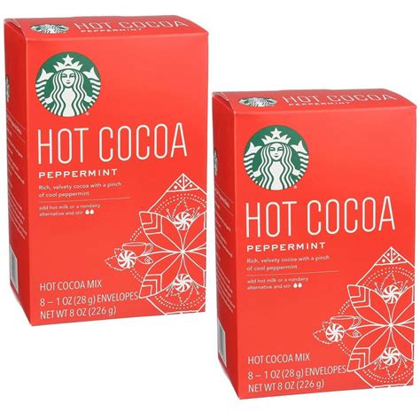 Starbucks Hot Cocoa Mix Peppermint 8 Oz 8 Envelopes 2 Boxes