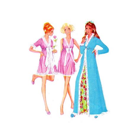 S Misses Lingerie Nightgown Robe Mccalls Vintage Sewing Pattern Size Bust Uncut