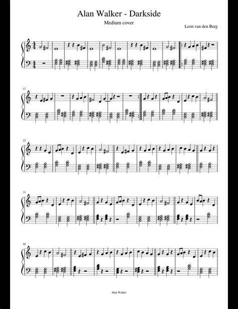 Alan Walker Darkside Cover Medium Sheet Music For Piano Download Free