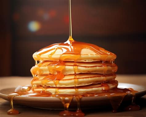Hot Pancakes With Maple Syrup Premium AI Generated Image