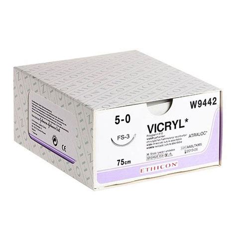Шовный материал ВИКРИЛ 5/0. 75 см. фиолетовый Реж. 16 мм. 3/8 Ethicon ...