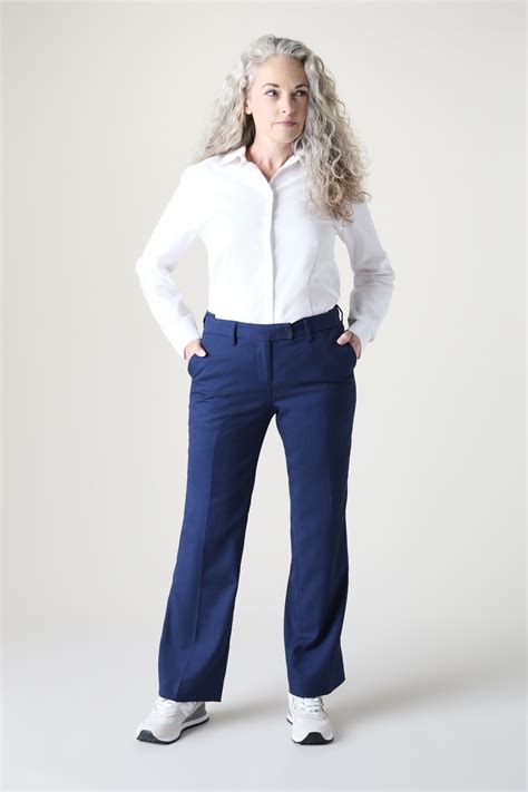 Contemporary Womens Straight Leg Trousers Regular Length Blue Sj