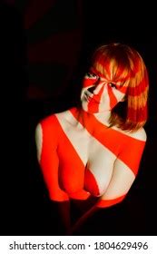 Portrait Beautiful Naked Woman Red Beams Stock Photo Shutterstock