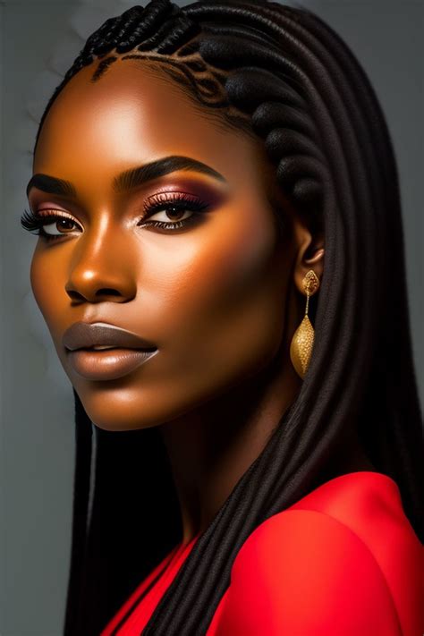 Lexica - Portrait of a beautiful dark skin woman with braids close up ...