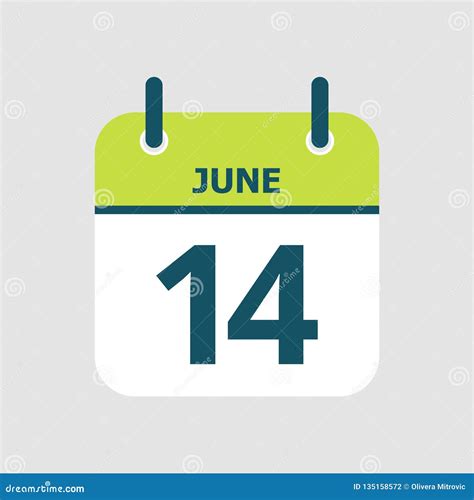 Calendar 14th Of June Stock Vector Illustration Of Office 135158572