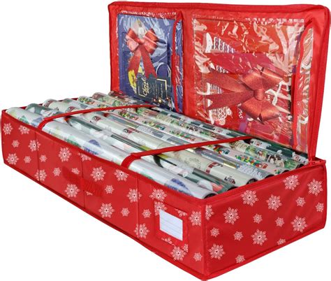 Christmas Wrapping Paper Storage Bag With Interior Pockets Holds Wrap Organizer Christmas