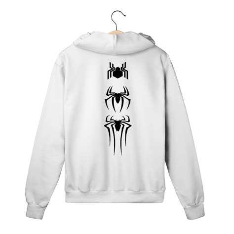 Moletom Com Zíper Moleton Branco Três Aranhas Simbolo Das Aranhas