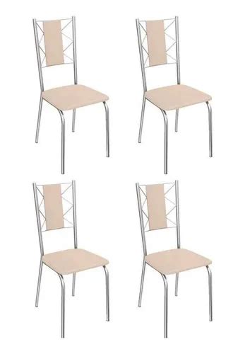 Cadeira Cozinha Lisboa 4c076 Aço Kit 4 Uni Cromada nude kapp Parcelamento sem juros