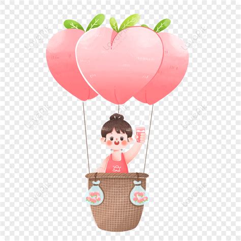 Girls Riding Hot Air Balloons PNG Images With Transparent Background