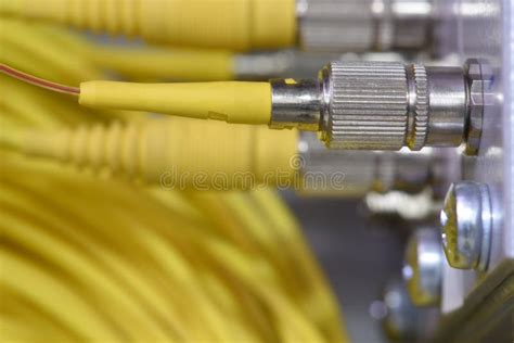 Optic Fiber Cable And Splicing The Fibers On Spice Tray Stock Image