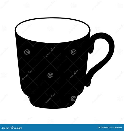 Cup Of Tea Or Coffee Isolated Vector Hand Drawn Illustration Black Outline Silhouette Utensils