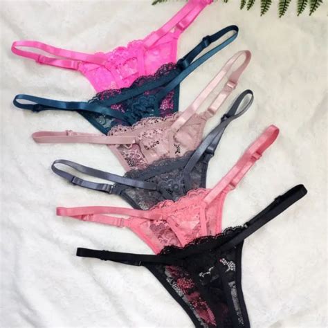 Kit Calcinha De Renda String Fio Dental Tanga Sexy De Regulagem Lingerie Feminina Shopee Brasil