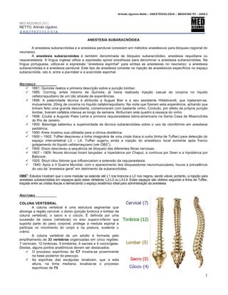 Anestesiologia 06 anestesia subaracnóidea med resumos set 2011 PDF