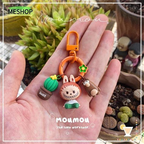 Me พวงกญแจ Pop Mart Labubu กระเป า Pendent Hot Classic Sitting Series DIY น ารกหฟงจ