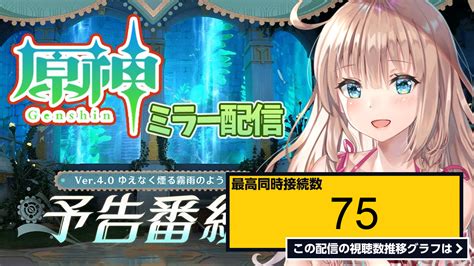 ライブ同時接続数グラフ『【原神genshin】 40アプデ公式生放送で盛り上がろう ミラー配信 愛結りほ Vtuber ライブ