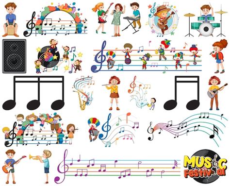 Premium Vector | Kids musical instruments and music symbols set