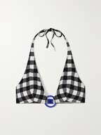 Eres Memphis Ellipse Embellished Gingham Triangle Bikini Top Net A Porter