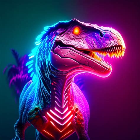 Dragon In Neon Light Vector Illustration Of A Dragon With Neon Lights