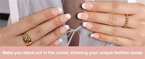 Amazon Artquee French Tip Press On Nails Short Clear Nude Oval