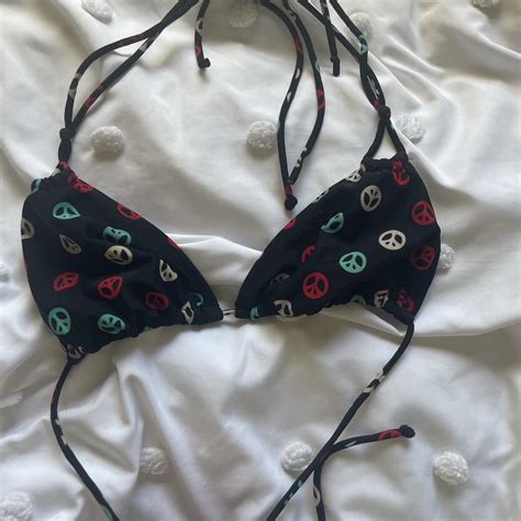 Vintage Hippie Peace Sign Bikini Top Matches With Depop