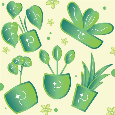 Pattern Background With Indoor Plant Icons Vector 16412717 Vector Art